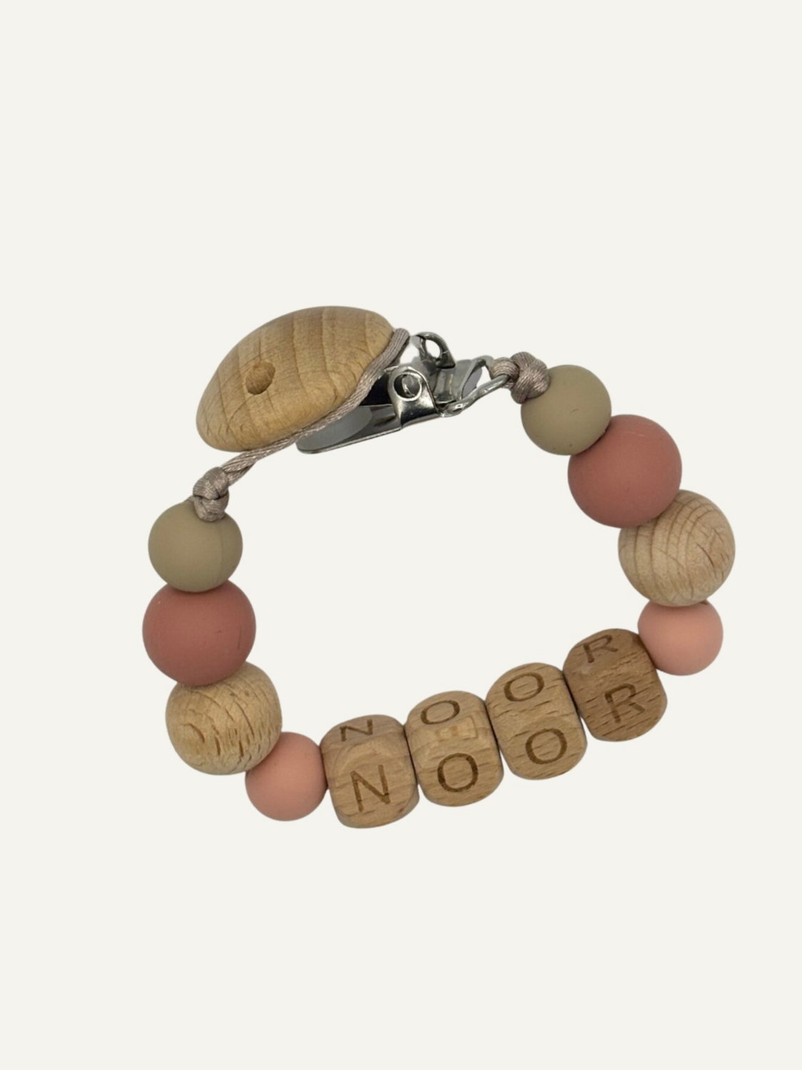 Speenkoord met naam | Roze Naturel