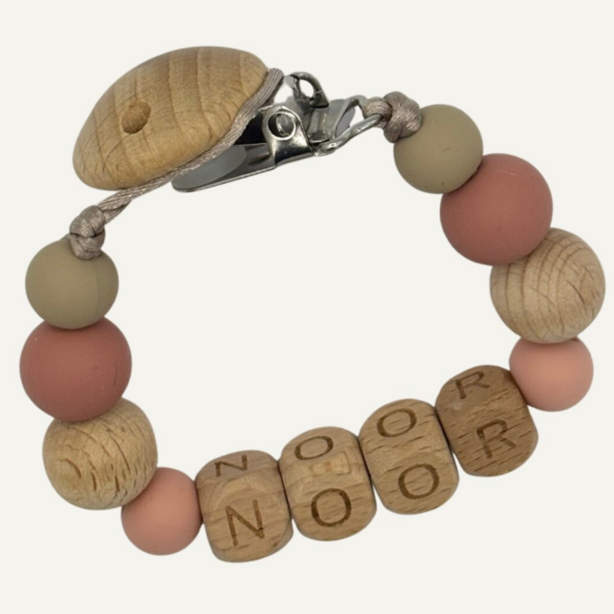 Speenkoord met naam | Roze Naturel
